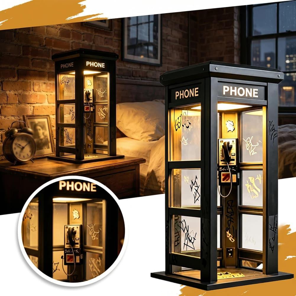 Battery Case Storage - Retro Graffiti Telefonzellen-Tischlampe Mini Londoner Telefonbox