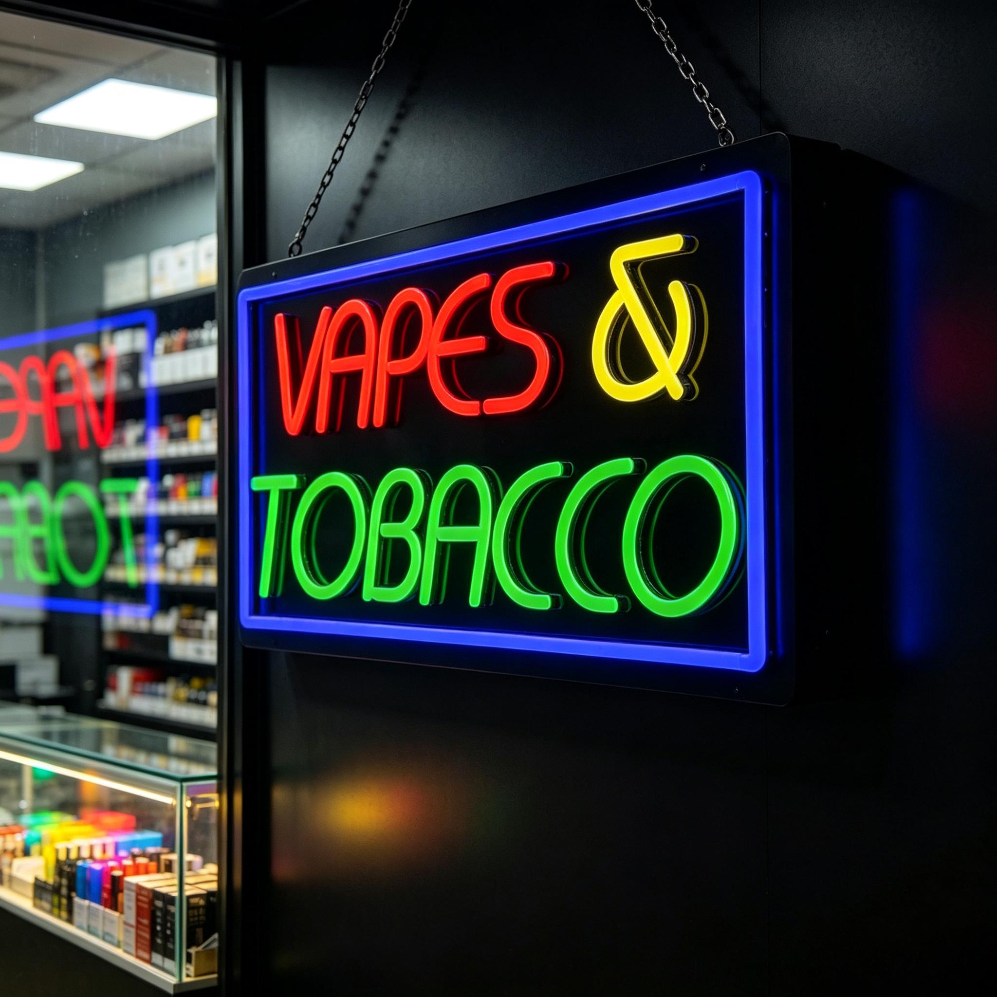 Tabak- und Vape-Neonschild, US – Vaping Store Bewertung und Preis